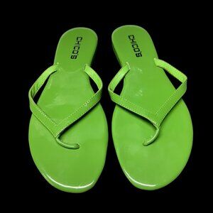 CHICO'S Women's sz 8 Green Slip On Flip Flop Thong Sandals